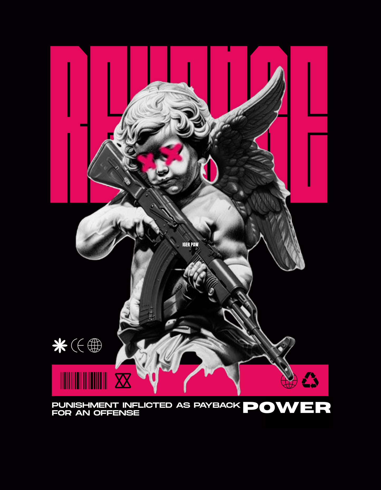 Bold Street Fashion: Revenge Graphic on Black Oversized Cotton T-Shirt