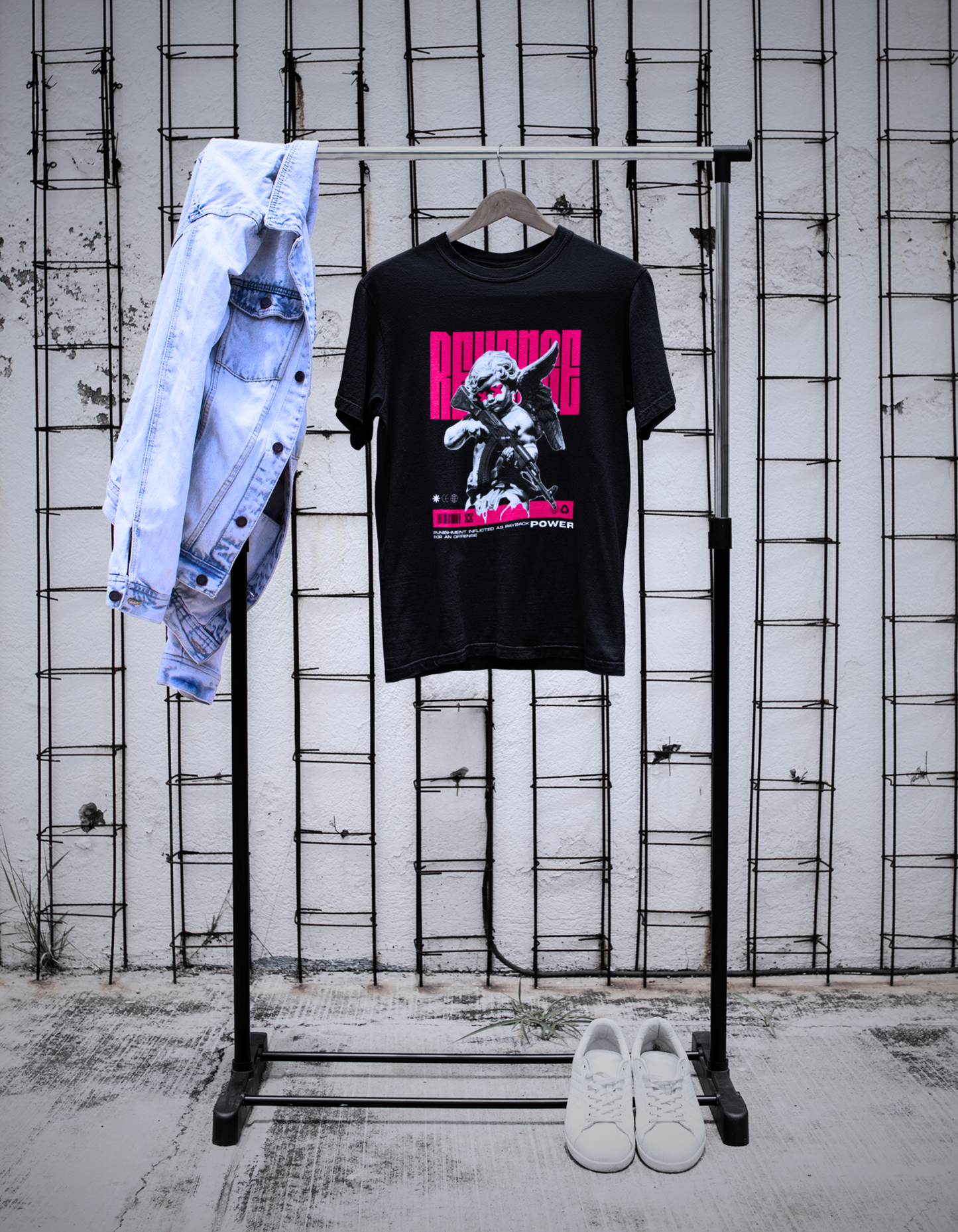 Bold Street Fashion: Revenge Graphic on Black Oversized Cotton T-Shirt