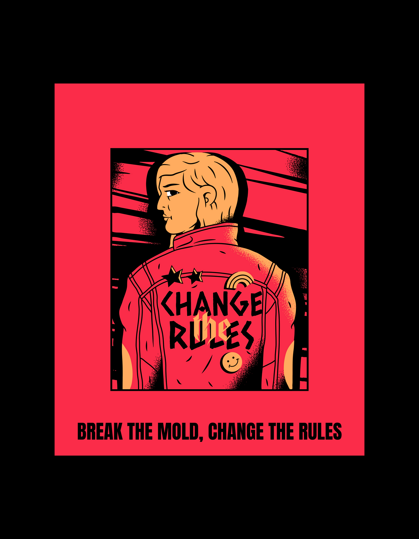 Bold Black Oversized Cotton T-Shirt - Break the Mold, Change the Rules Graphic Design: Choosypanda