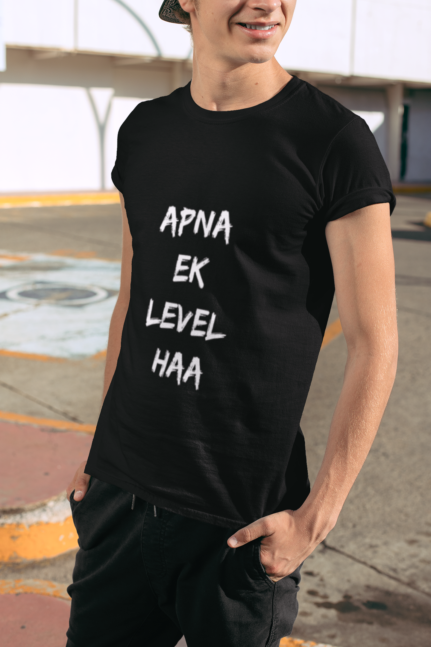 Trendy T-Shirt Design: Apna Ek Level Haa - Street Style Look: Choosypanda.shop