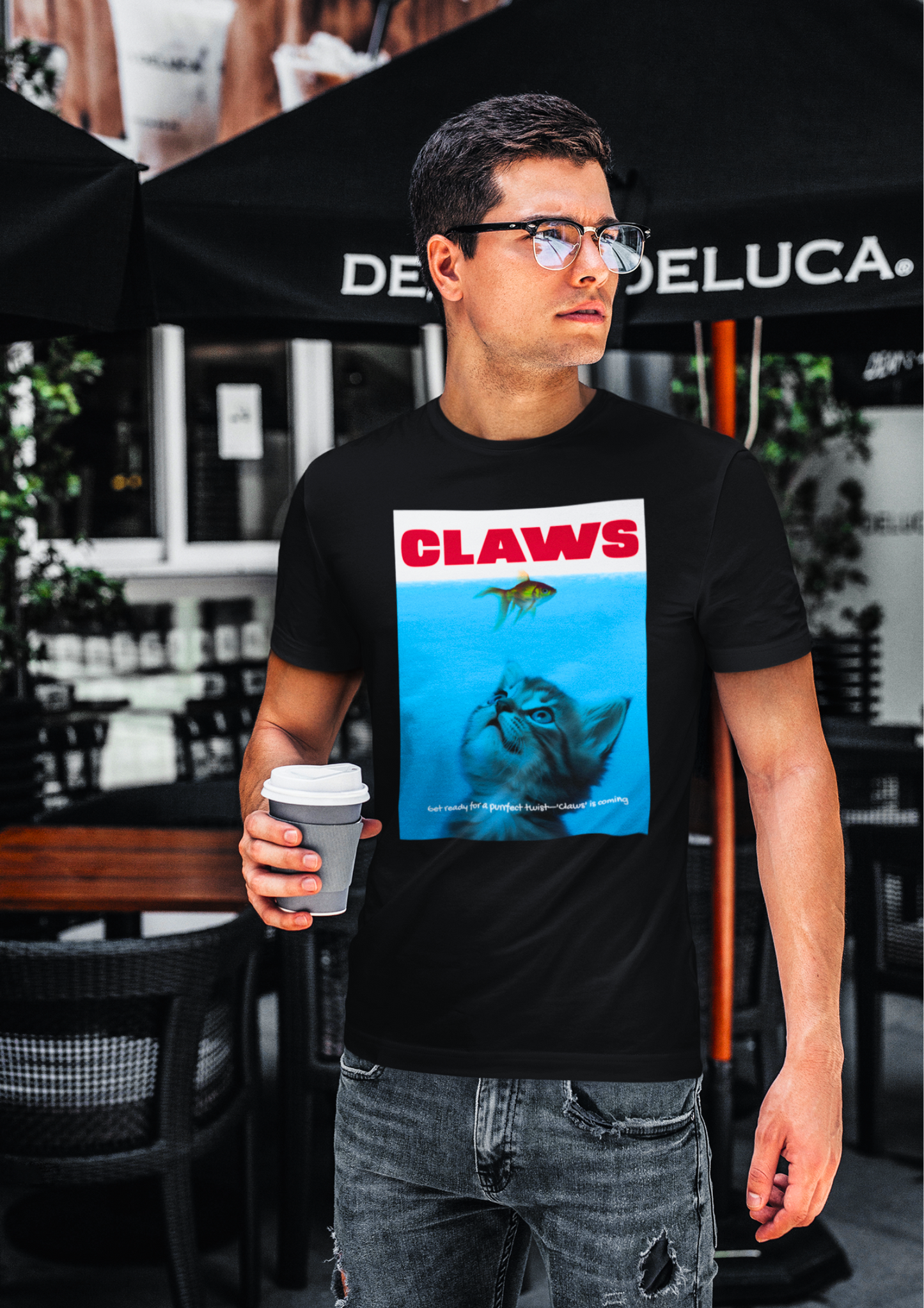 Bold Style Meets Playful Design: Black Cotton 'Claws' T-Shirt in Urban: Choosypanda