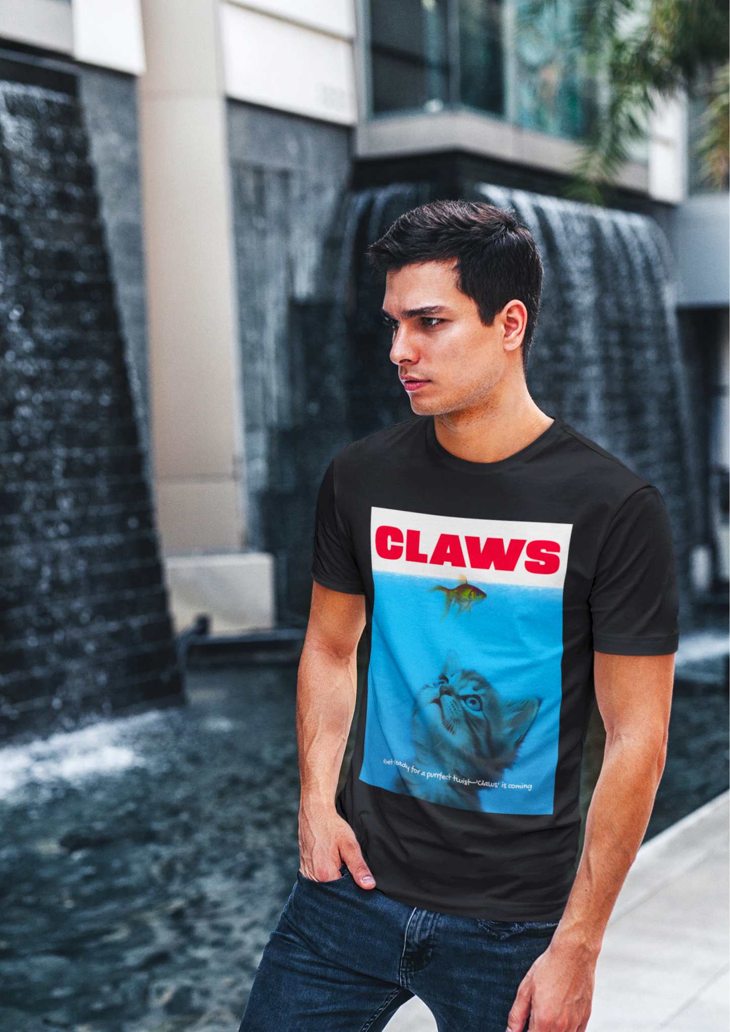 Bold Style Meets Playful Design: Black Cotton 'Claws' T-Shirt in Urban: Choosypanda