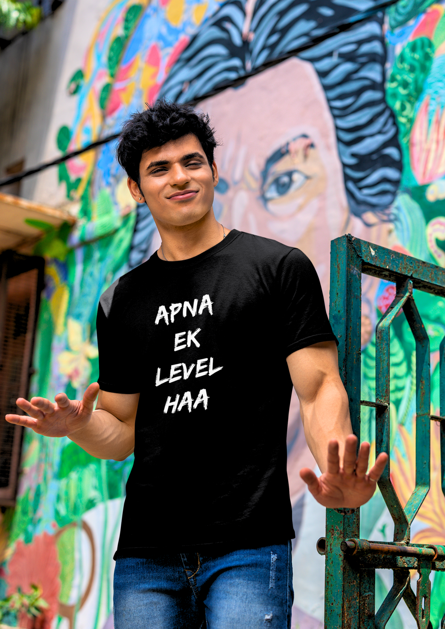 Trendy T-Shirt Design: Apna Ek Level Haa - Street Style Look: Choosypanda.shop