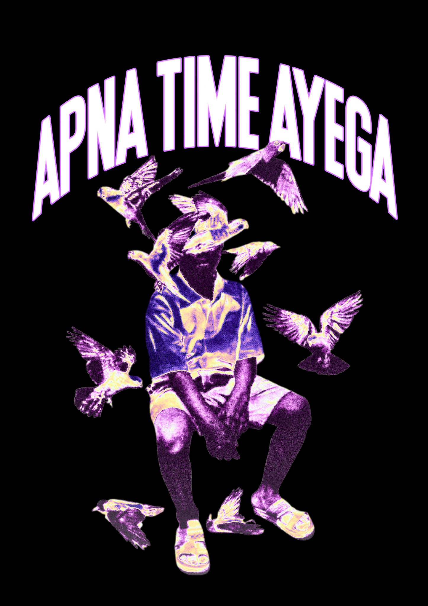 Black Oversized T-Shirt with 'Apna Time Ayega' Graphic - Trendy Streetwear for Men