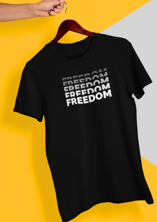 Streetwear Chic: Black Premium T-Shirt with Freedom Graphic: Choosypanda.shop