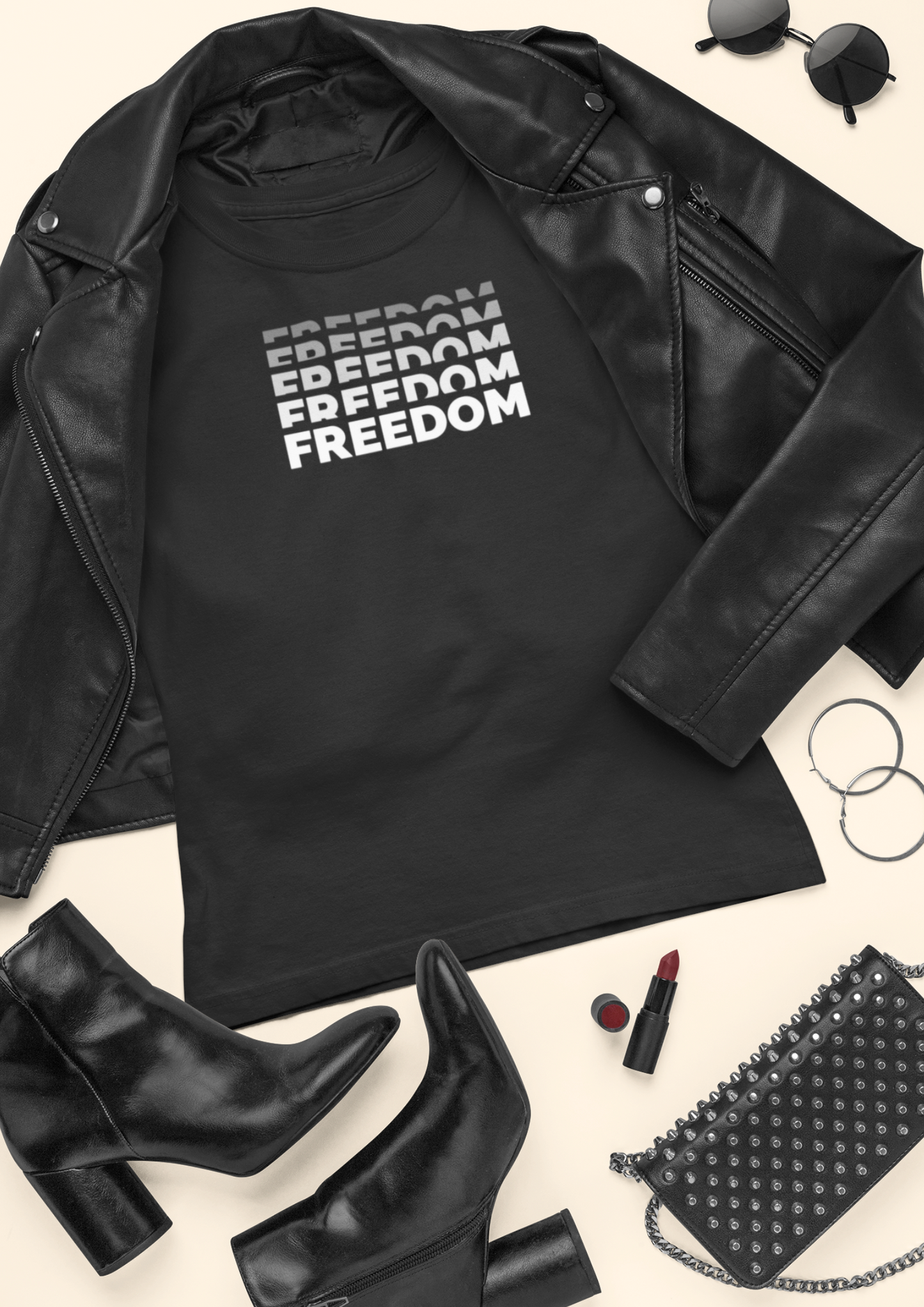 Streetwear Chic: Black Premium T-Shirt with Freedom Graphic: Choosypanda.shop